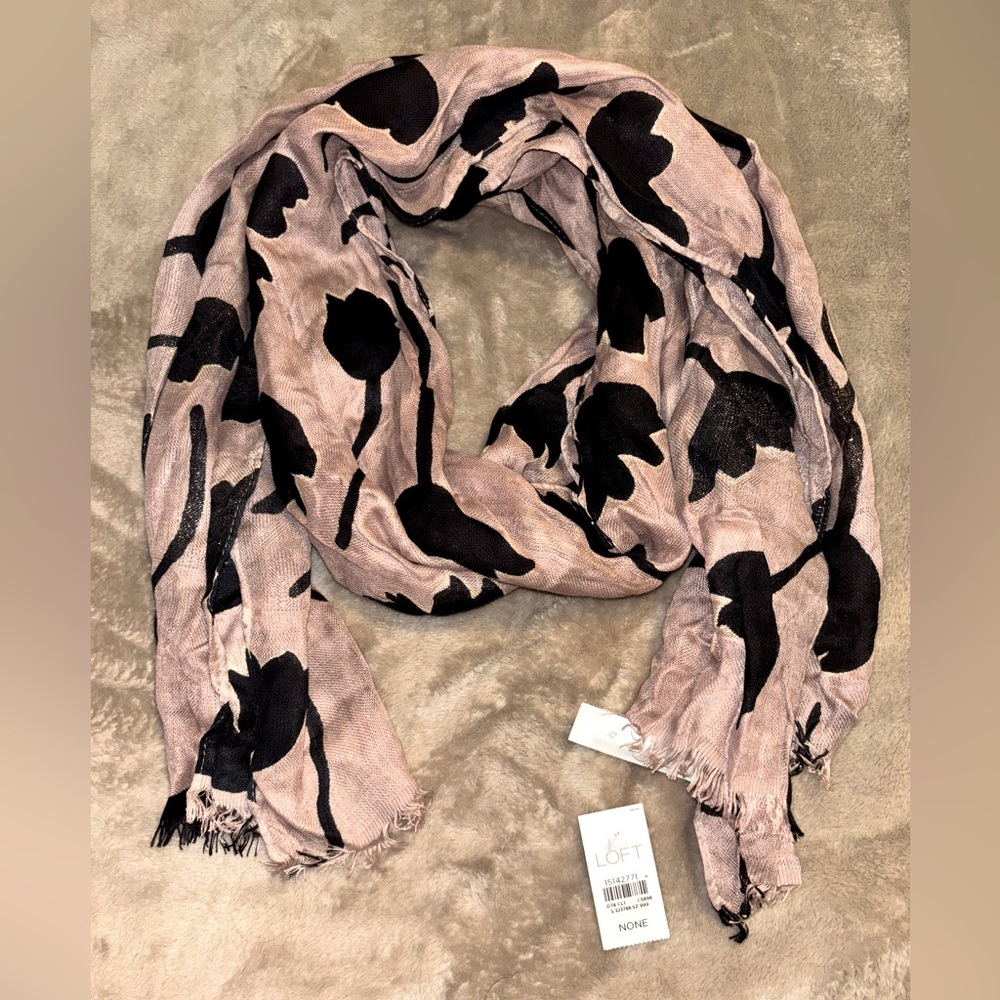 NWT - Mauve and Black floral Scarf/Shawl